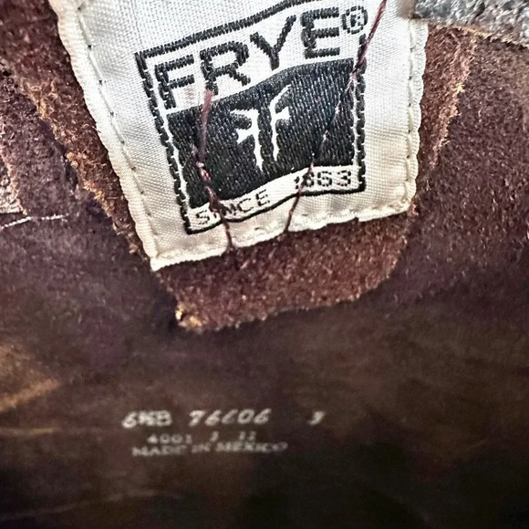 FRYE | Veronica Slouch Boot Chocol Crackle Leather Knee High Moto | Size 6.5 - Picture 5 of 8